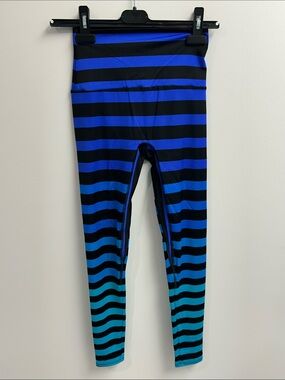 K-DEER Blue and Black Striped Leggings